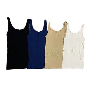 Lot of 4 Blue Black Nude Women's Nikibiki One Size Stretch Tank Tops Cami Shirt